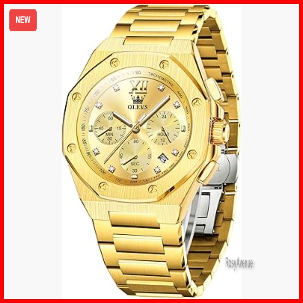 Stainless Steel Dress Watch With Chronograph, Quartz Movement, Water Resistant